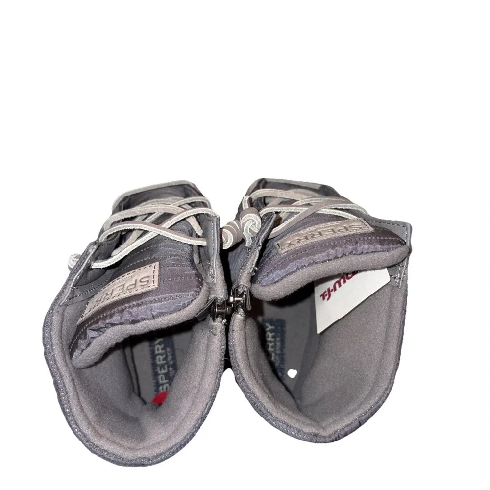 Sperry Saltwater‎ Duck Boots Metallic Silver Grey Rain Snow Women Sz 10